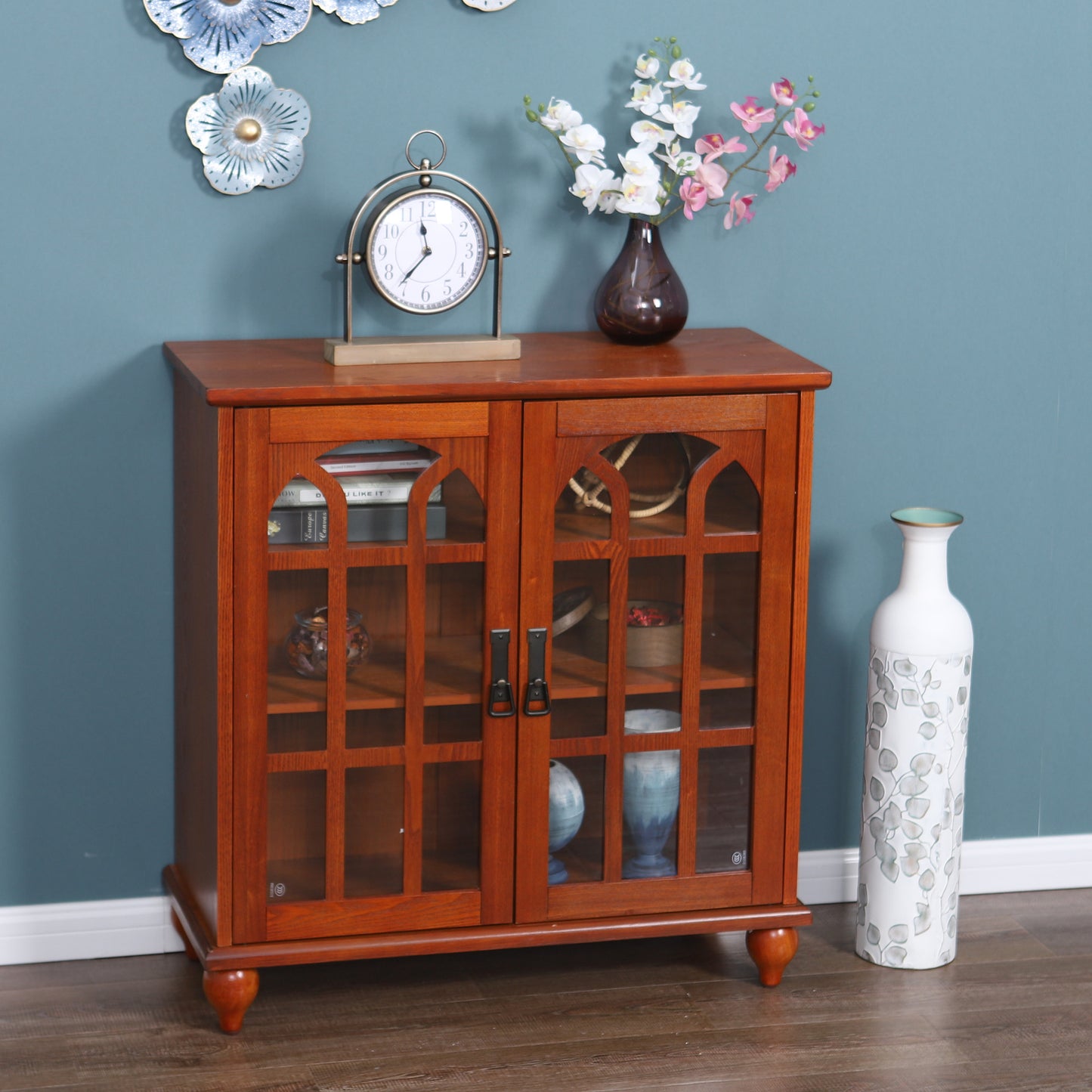 Sophia & William Sideboard Buffet Cabinet with Double Tempered Glass Doors