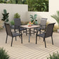 Sophia & William 5 Pieces Outdoor Patio Dining Set High Back Rattan Chairs and Metal Dining Table