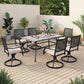 Sophia & William 7 Piece Outdoor Patio Dining Set 6 Patio Dining Swivel Chairs and 60" * 38" Metal Dining Table, with Wooden-like Table Top Suitable for Patio Outdoor Backyard