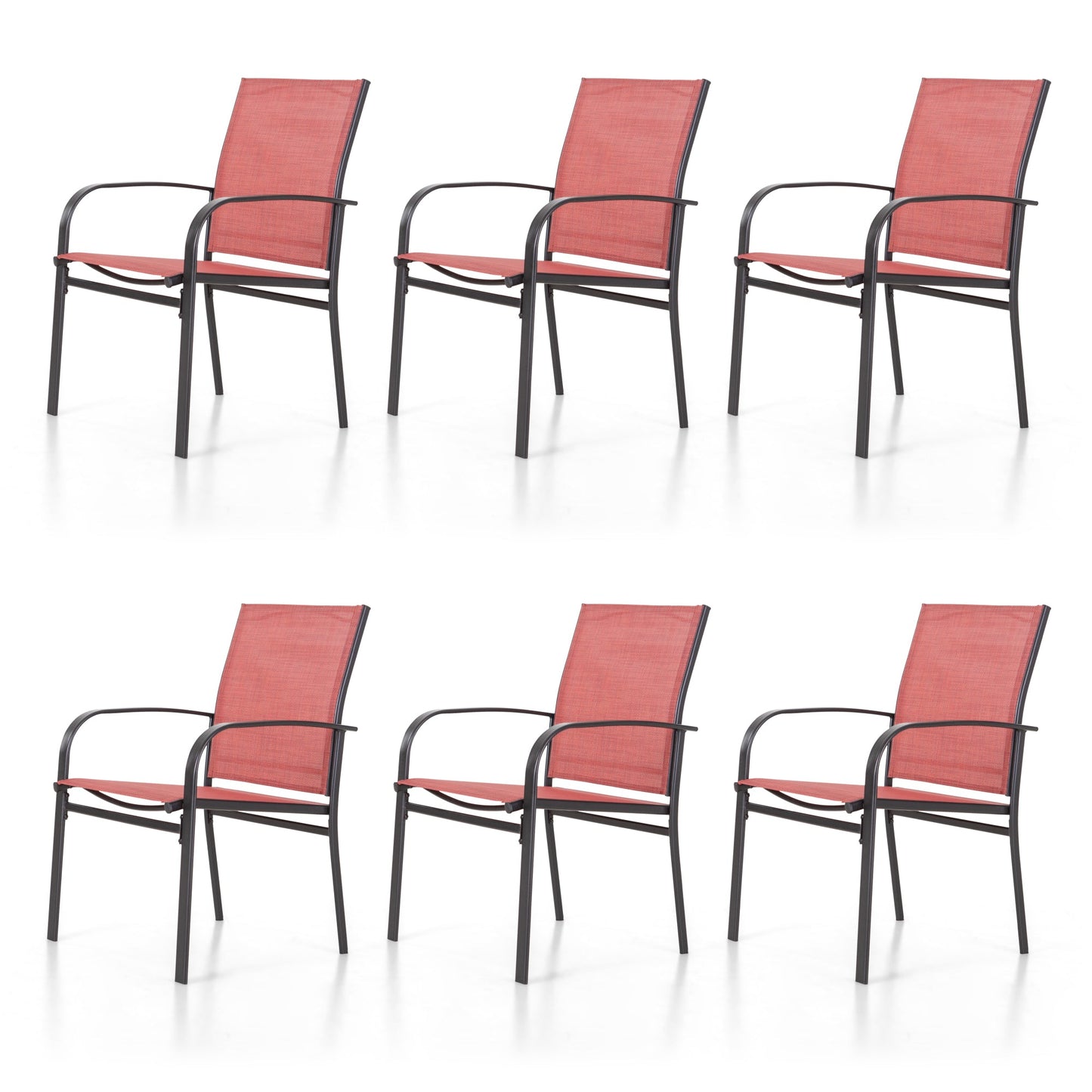 Sophia & William Outdoor Patio Dining Chair - Textilene - Set of 6 - Red