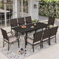 Sophia & William 9 Pieces Outdoor Patio Dining Set with Wicker Rattan Chairs and Extendable Metal Table for 8-person