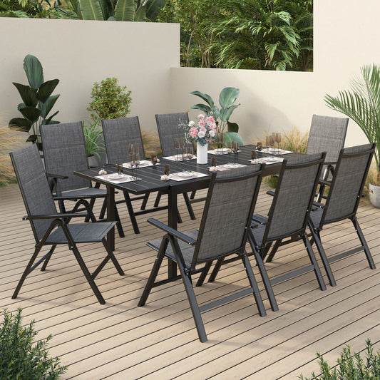Sophia & William 9 Pieces Patio Dining Set Folding Chairs & Extendable Table