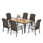 Sophia & William 7-Piece Outdoor Patio Dining Set Rattan Cushioned Chairs and Teak-grain Table Set