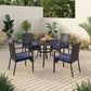 Sophia & William 5 Pieces Outdoor Patio Dining Set 4 Brown PE Rattan Chairs and Round Dining Table