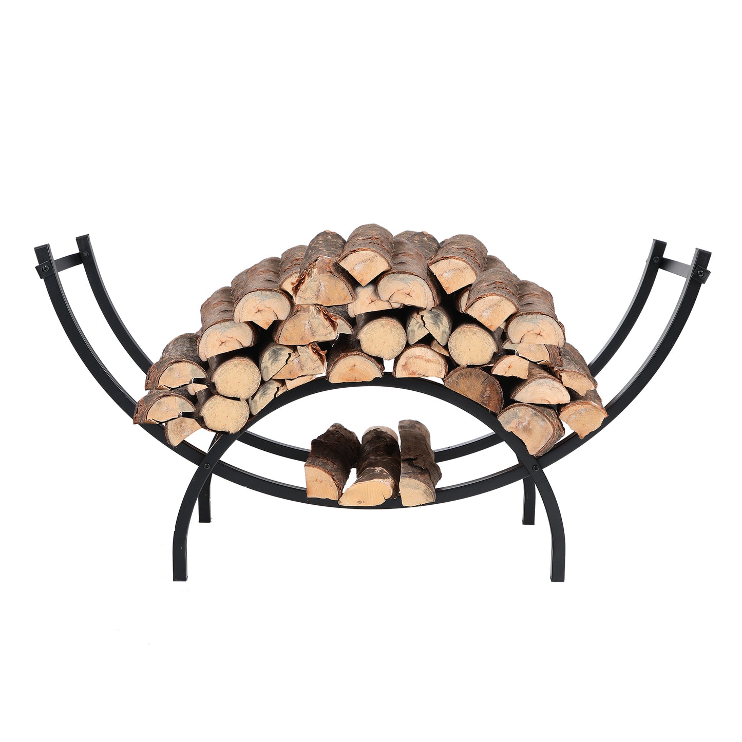 Sophia & William Garden 40" Steel Semi-Circular Firewood Log Rack - Black