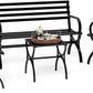 Sophia & William 4 Pieces Outdoor Metal Bench Table Set Patio Conversation Set - Black