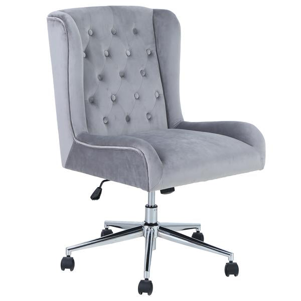Sophia & William Grey Velvet Fabric Office Chair with High Back and Arms Adjustable Swivel Computer Home Task Chair