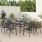Sophia & William 9 Piece Outdoor Metal Patio Dining Set Square Table and Chairs Set, Black