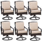 Sophia&William Patio Rattan Swivel Chairs Set of 6 with Beige Cushions