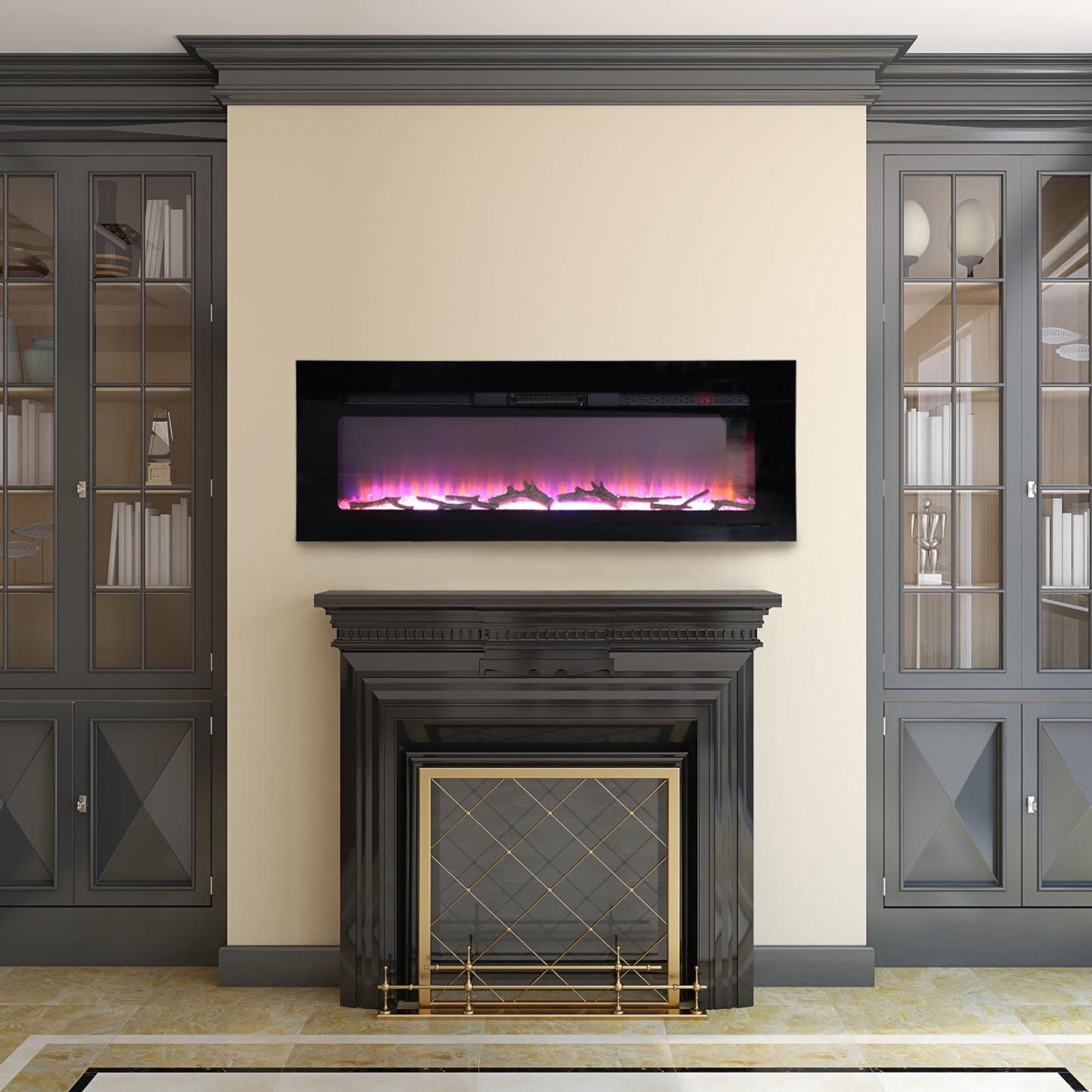 Sophia & William 50" Electric Fireplace Recessed & Wall Mounted Heater
