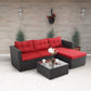 Sophia & William 3 Pieces Outdoor Wicker Rattan Sectionals Patio Conversation Sets - Red