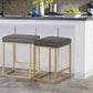 Sophia & William 24" Square Modern PU Leather Bar Stools with Golden Frame-Set of 2-Gray