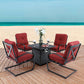 Sophia&William 5-Piece Patio Dining Set Steel Frame Fire Pit Table Set, Red