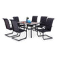 Sophia & William 7 PCS Patio Dinning Set with Geometric Patio Table and 6 Rattan C-spring Chairs