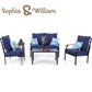 Sophia & William 4 PCS Outdoor Patio Metal Sofa Set Outdoor Furniture Conversation Sofa Sets with Cushion,Navy Blue