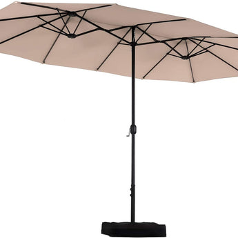 Sophia & William 15FT Outdoor Patio Umbrella Extra Large Double Sided Garden Umbrella with Crank Handle, Base Included,Beige