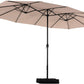 Sophia & William 15FT Outdoor Patio Umbrella Extra Large Double Sided Garden Umbrella with Crank Handle, Base Included,Beige