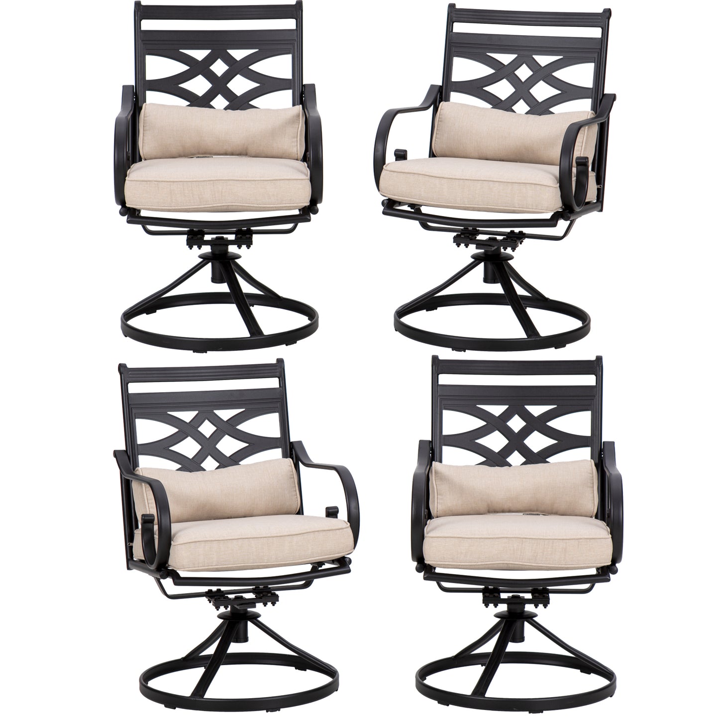 Sophia&William Steel Patio Swivel Dining Chairs Set of 4 with Beige Cushion and Pillow