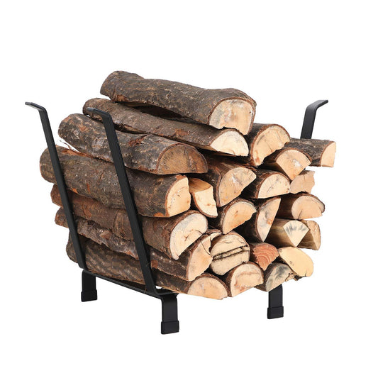 Sophia & William Garden Steel Firewood Log Rack Fireside Log Carrier - Black