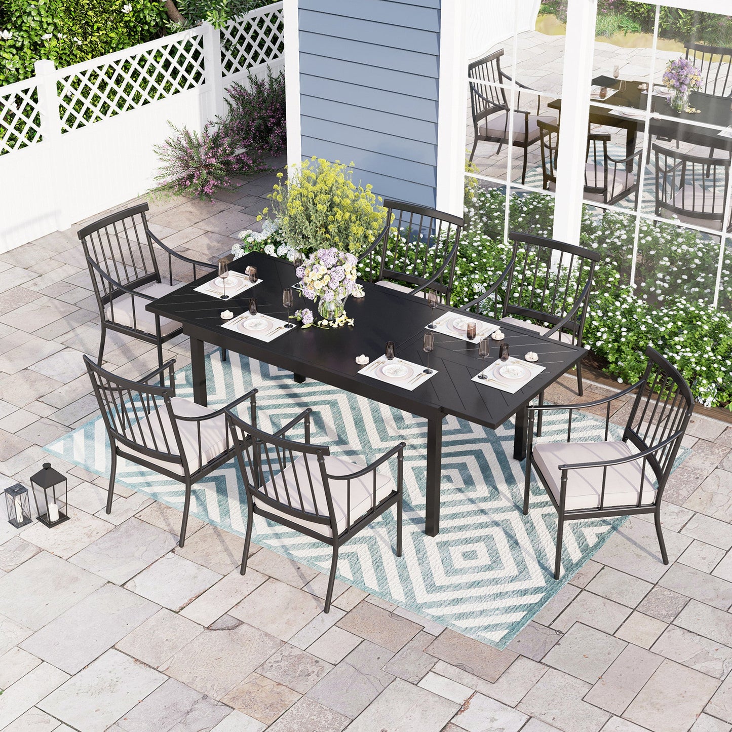Sophia & William 7-Piece Patio Dining Set with Stylish Chairs and Extendable Table
