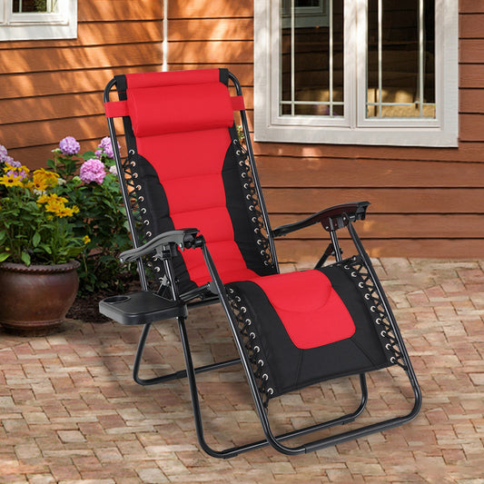 Sophia&William Outdoor Zero Gravity Chair Padded Camping Lounge Recliner - Red
