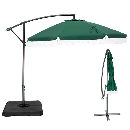 Sophia & William 9ft Patio Offset Hanging Umbrella with Tassel, Green