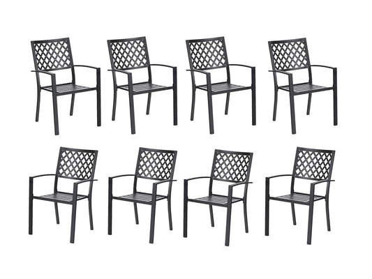 Sophia & William Outdoor Patio Metal Dining Chairs Set of 8, Black