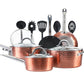 Sophia & William 15 Pieces Kitchen Nonstick Granite-Coated Cookware Set - Gold