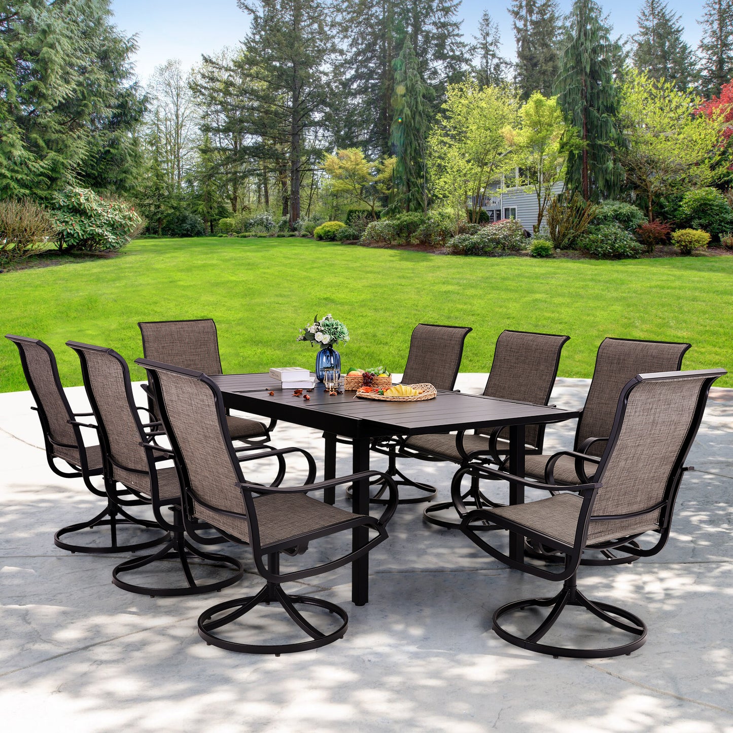 Sophia & William 9 Piece Metal Outdoor Patio Dining Set Outdoor Table and Chairs Furniture Set