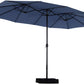 Sophia & William 15FT Outdoor Patio Umbrella Extra Large Double Sided Garden Umbrella with Crank Handle, Base Included,Navy Blue