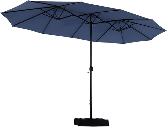 Sophia & William 15FT Outdoor Patio Umbrella Extra Large Double Sided Garden Umbrella with Crank Handle, Base Included,Navy Blue