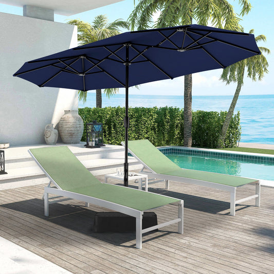 13x6.5ft Double-Sided Extra Large Outdoor Patio Umbrella with Crank Handle, Navy Blue