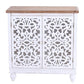 Sophia & William 33" Distressed Accent Storage Cabinet with Hollow-Carved Doors, White