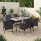Sophia & William 7 Pieces Outdoor Patio Dining Set, Wicker Dining Chairs and Outdoor Dining Table with PVC Table Top
