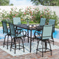 Sophia & William 7 Pieces Outdoor Metal Bar Stools and Table Set