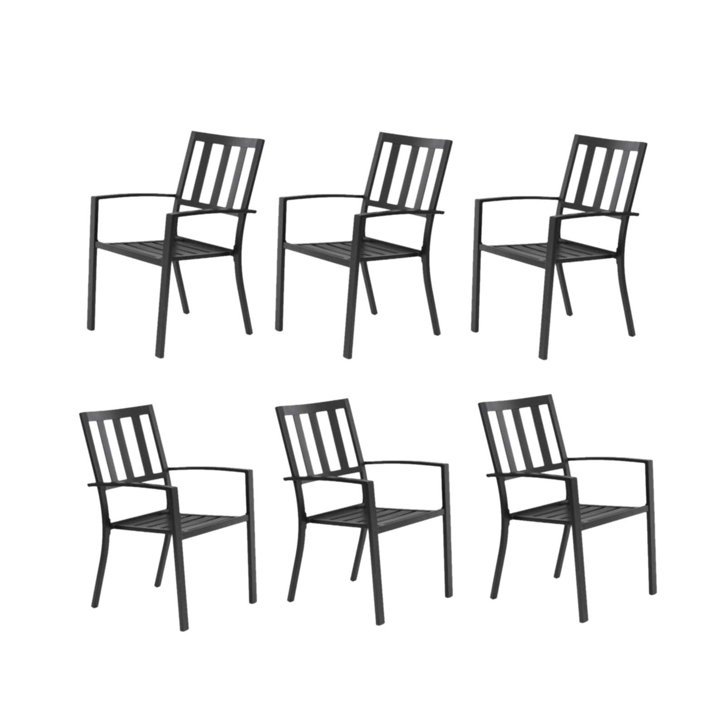 Sophia & William Outdoor Patio Metal Dining Chairs Set of 6, Black