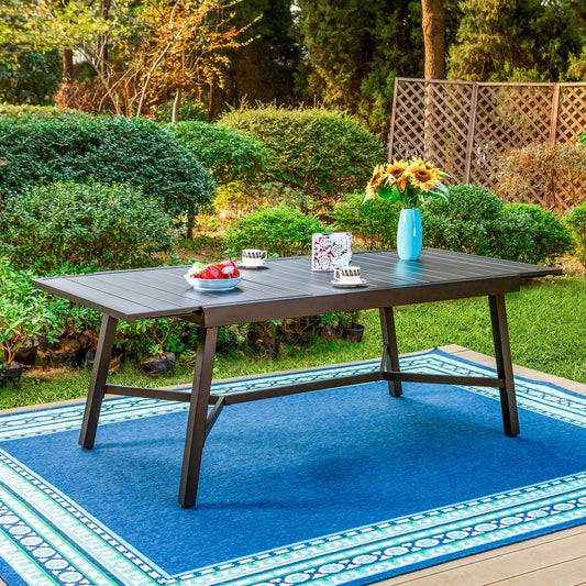 Sophia & William 6-8 Person Extendable Steel Outdoor Patio Dining Table - Black