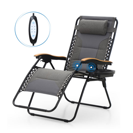 Sophia&William Oversized Outdoor Padded Massage Zero Gravity Chair - Gray