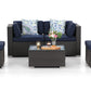 Sophia & William 5 Pcs Wicker Rattan Outdoor Sectionals Patio Conversation Sets - Blue