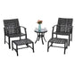 Sophia & William 5pcs Outdoor Patio Furniture Conversation Set Steel Frame Leather-Ware Conversation Dining Set with 2 Chairs 2 Ottomans and Glass Coffee Table