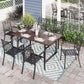 Sophia & William 7-Piece Outdoor Patio Dining Set Pattern Metal Chairs and Wood-grain Table Set
