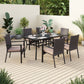 Sophia & William 7 Pieces Outdoor Patio Dining Set Dining Chairs and Metal Dining Table Black
