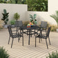 Sophia&William 5 Pieces Patio Dining Set Metal Stackable Chairs and Table,Black