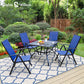 Sophia&William 5Pcs Patio Dining Set Metal Table and Chairs Set for 4 People - Blue