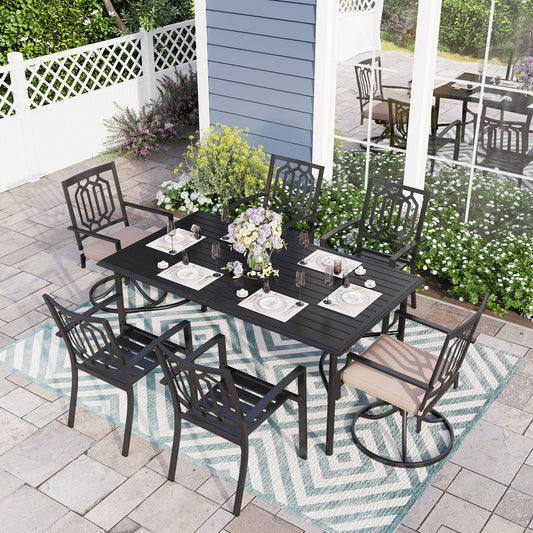 Sophia & William 7 Piece Patio Dining Set Modern Metal Furniture with Stackable/Swivel Chairs