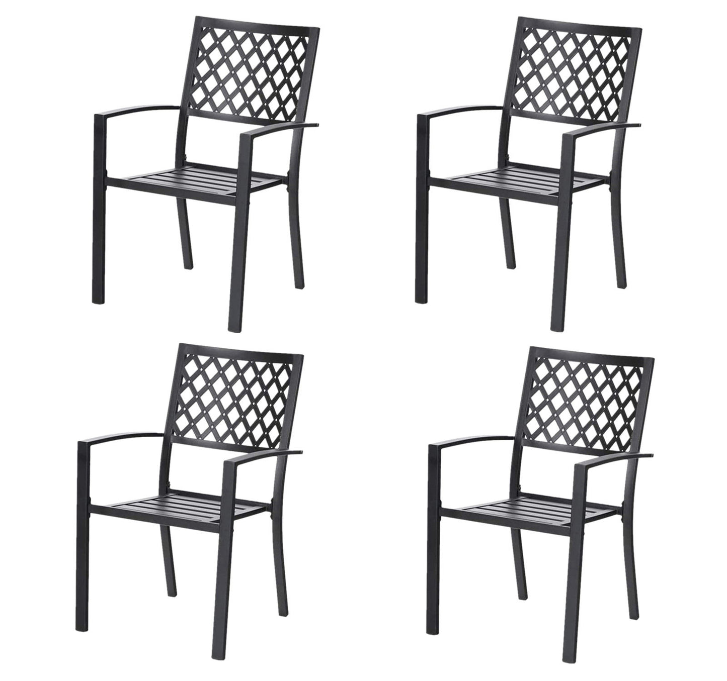 Sophia & William Outdoor Patio Metal Dining Chairs Set of 4, Black