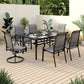 Sophia & William 7 Piece Patio Dining Set 6 Piece Textilene Chairs and 1 Piece Rectangular Dining Wood Table