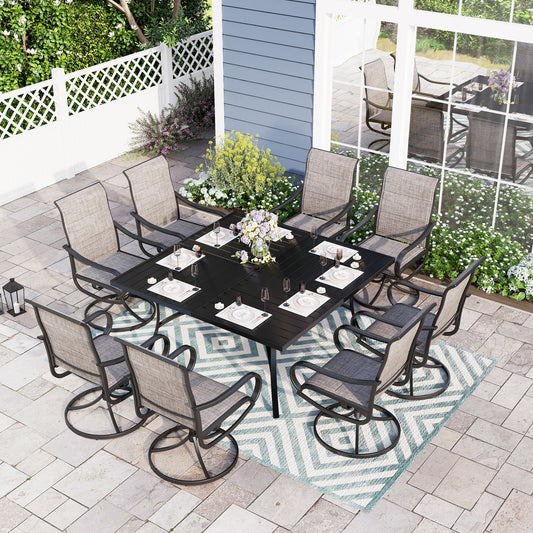 Sophia & William 9 Piece Outdoor Metal Patio Dining Set Square Table and Swivel Padded Chairs Set