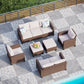 Sophia & William 9-seat Rattan Patio Converation Set Wicker Outdoor Sectional Sofa Set with Chairs