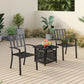 Sophia & William 3 Peices Patio Bistro Set Metal Dining Chairs with Side Table - Black